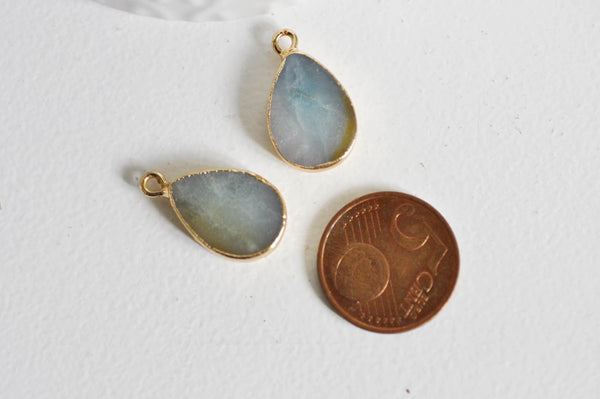 EP Pendentif goutte amazonite doré 22mm-G1174