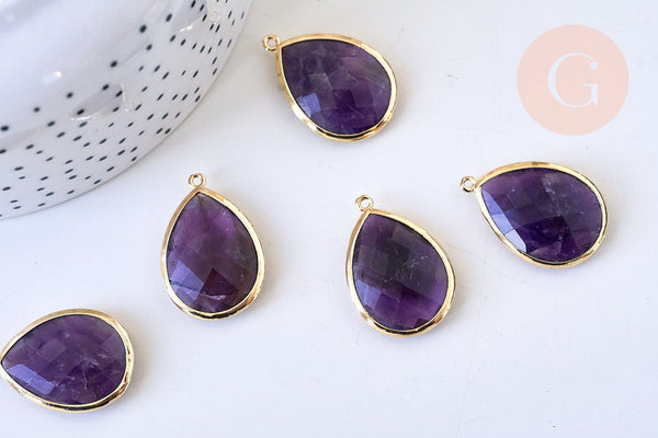 EP Pendentif goutte améthyste violette 19-20mm, x1 G5626