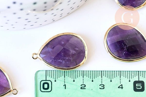 EP Pendentif goutte améthyste violette 19-20mm, x1 G5626