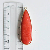 EP Pendentif goutte jade rouge doré, fournitures créatives,pendentif jade, pendentif pierre,jade naturel, jade rouge,58mm-G1766