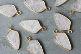 EP-Pendentif goutte quartz rose laiton doré,pendentif bijoux,pendentif pierre,quartz rose naturel,pendentif quartz rose,28mm, x1, G3940