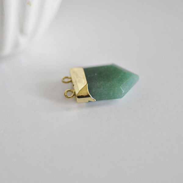 EP Pendentif hexagonal aventurine verte,fournitures créatives, aventurine naturelle,pendentif pierre, support doré, pierre naturelle, 33mm