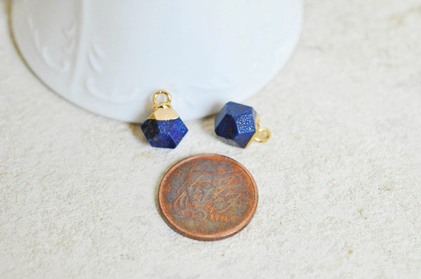 EP Pendentif hexagone lapis lazuli 11mm,pendentif pierre lapis lazul naturel pour création bijoux, x1, G2662