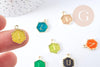 EP Pendentif hexagone lettre initiale zamac doré émail coloré 18k sans nickel 17.5mm,pendentif initale lettre mot prenom, x5 G2114