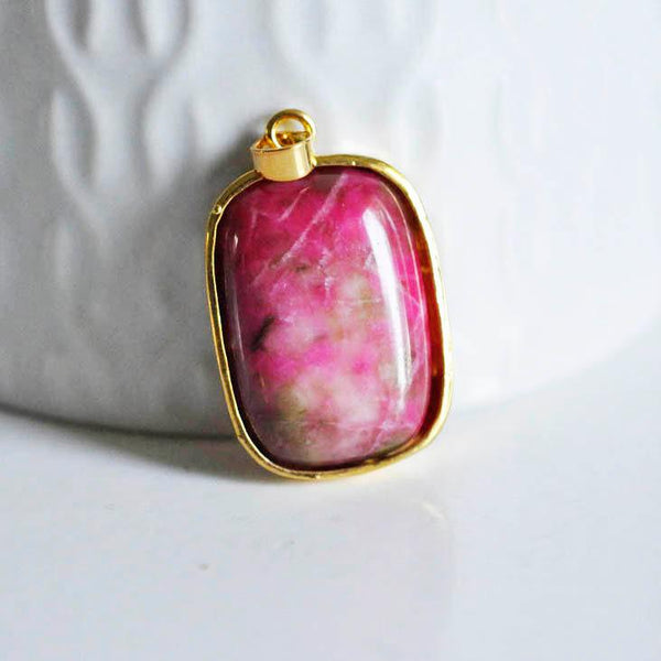 EP Pendentif jade rose doré dragon, fournitures créatives, pendentif pierre, support doré, création bijoux, pierre naturelle, 30mm-G879