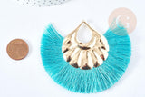 EP-Pendentif large pompon fil vert support fer doré 85-92mm,pendentif bijoux xxL, x 2 G8386