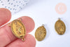 EP-Pendentif médaille ovale Vierge Marie laiton brut 3 anneaux, pendentif religion notre dame madonne, les 2 -G6559