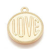 EP-Pendentif médaille ronde LOVE zamac doré 23mm, x1 G5464