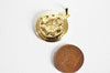 EP Pendentif médaille ronde trèfle acier doré, pendentif doré,sans nickel,laiton doré, création bijoux,médaille or,2.7cm-G1502