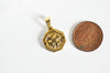EP Pendentif médaille trèfle acier doré, pendentif doré,sans nickel,laiton doré, création bijoux,médaille or,18mm,G3061