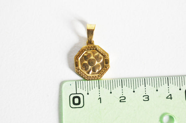 EP Pendentif médaille trèfle acier doré, pendentif doré,sans nickel,laiton doré, création bijoux,médaille or,18mm,G3061