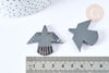 EP-Pendentif oiseau hématite de synthèse gris 39mm, pendentif , x1 G7969