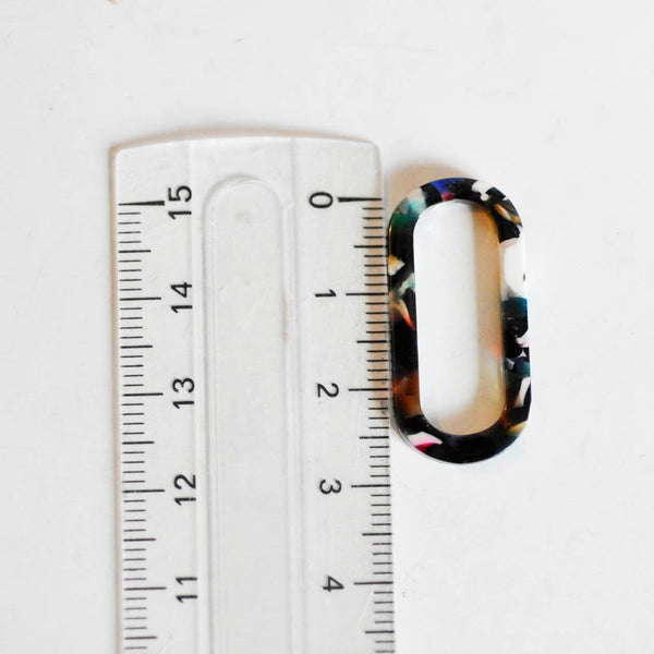 EP Pendentif ovale écaille multicolore,fourniture bijoux,perle acétate,création bijoux,perle plastique,connecteur plastique,x 2, 30mm-G727