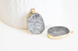 EP Pendentif ovale labradorite naturelle 28mm,x1 (G1136)