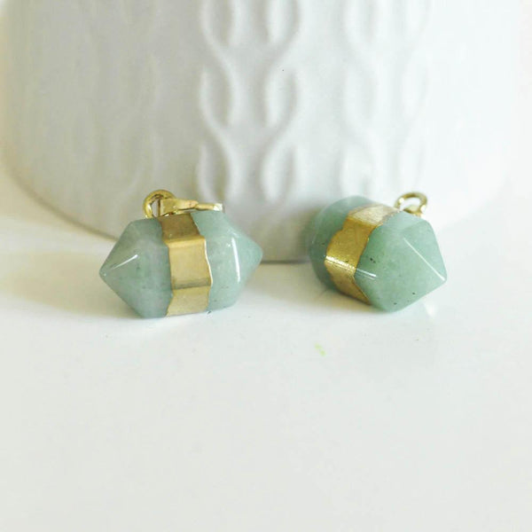 EP Pendentif pointe aventurine verte,fourniture créative,pendentif bijoux, fabrication bijoux, pendentif pierre,aventurine naturelle,22mm