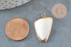 Pendentif pointe coquillage blanc laiton doré 30-40mm, x1 (G7096)