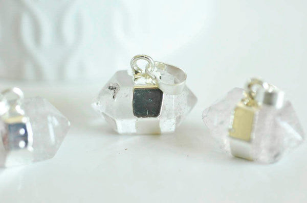 EP Pendentif pointe cristal transparent,fourniture créative,pendentif bijoux, pendentif pierre, pendentif cristal,pendentif argenté,22mm,G2484