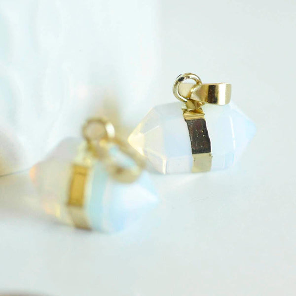 EP Pendentif pointe opalite,fourniture créative,pendentif bijoux, pendentif pierre,opalite, pendentif opale,22mm-G93
