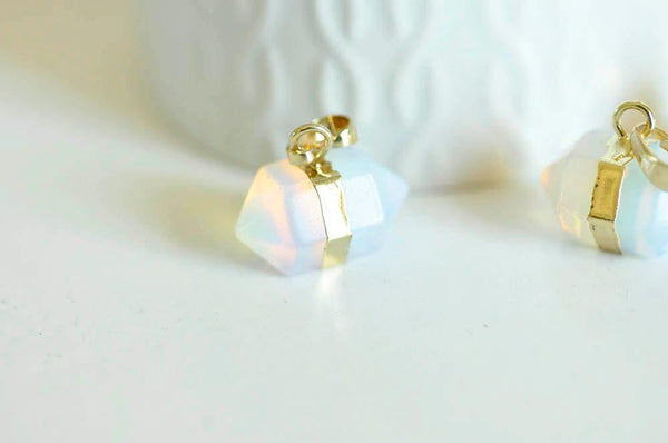 EP Pendentif pointe opalite,fourniture créative,pendentif bijoux, pendentif pierre,opalite, pendentif opale,22mm-G93