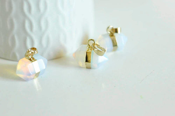 EP Pendentif pointe opalite,fourniture créative,pendentif bijoux, pendentif pierre,opalite, pendentif opale,22mm-G93