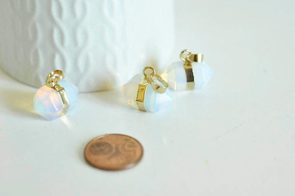EP Pendentif pointe opalite,fourniture créative,pendentif bijoux, pendentif pierre,opalite, pendentif opale,22mm-G93