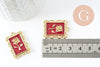 EP-Pendentif rectangle fleur rose émail rouge 27.5mm, x1 (G3713)