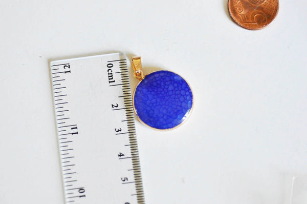 EP Pendentif rond doré agate colorée, support doré, ,agate,pierre naturelle,24mm, x1,G0384