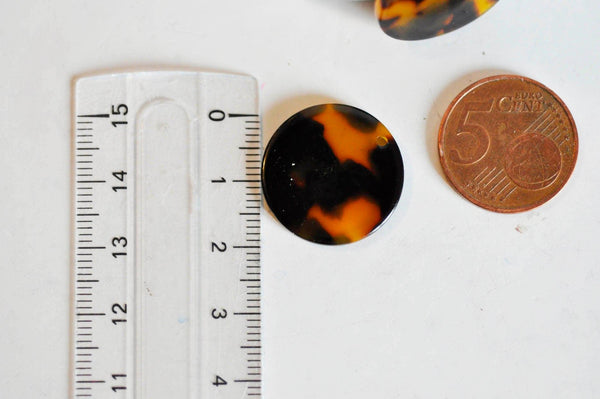 EP Pendentif rond écaille, fourniture bijoux, perle acétate, création bijoux, perles plastique,connecteur plastique,x 2, 2.2cm-G624