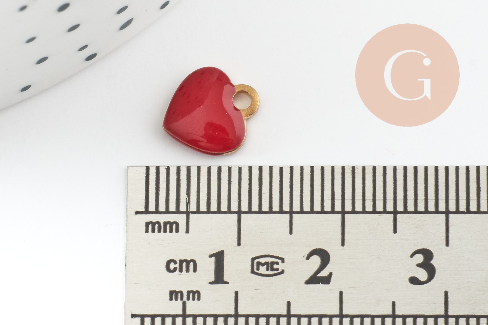 EP-Pendentifs doré cœur émail rouge, pendentif coeur,fournitures créatives, laiton brut, pendentif amour,10mm, x10 G1911