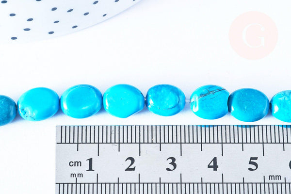 EP Perle Howlite ovale teintée turquoise naturelle 11mm,perle pierre howlite naturelle ,le fil de 40cm