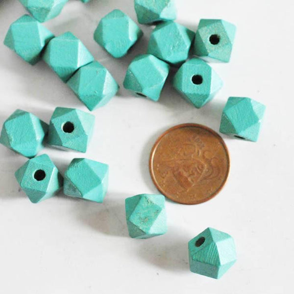EP Perle bois vert hexagonale,fournitures créatives, perles bois,création bijoux,perle hexagone,Perles géométriques,11mm, x 5- G6052