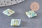 Perle carrée verre millefiori, perle verre,verre artisanal, perle bijou été,création bijoux 11mm, x5 (G5366)