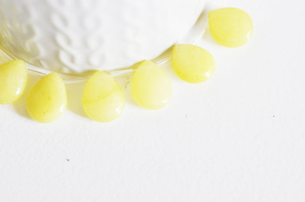EP Perle goutte jadeite jaune facetté 15mm,x 4-G2298