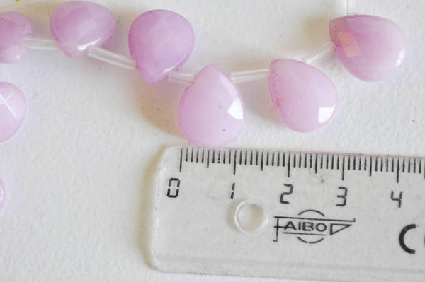 EP Perle goutte jadeite rose facetté,jadeite naturel,perle jadeite,perle pierre,pierre précieuse, 15mm,x5 G3806