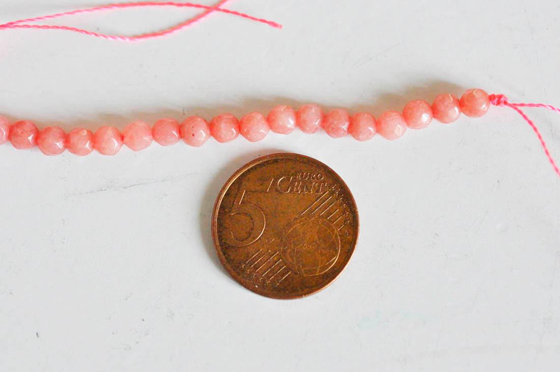 EP Perle jade rose rodochrosite, fourniture créative, perle jade,pierre naturelle,jade naturel,perle pierre,perle facette,4mm,fil de 91 perles