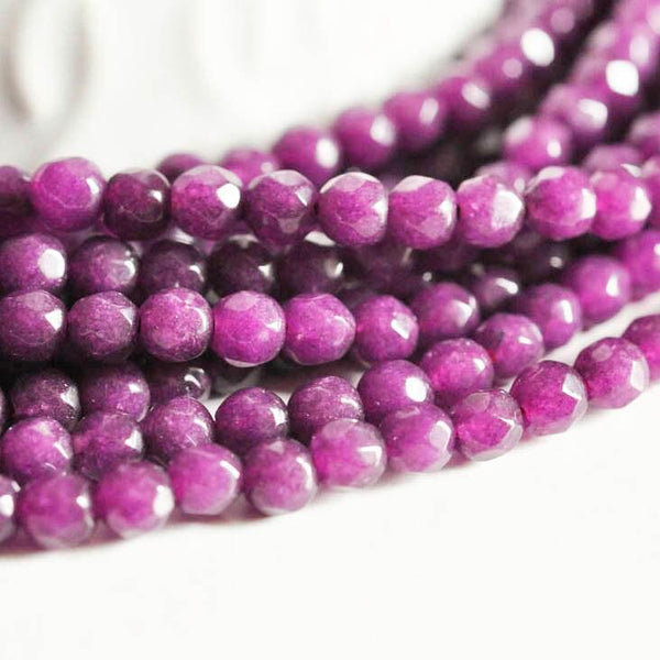 EP Perle jade violet, perle jade,pierre naturelle,jade naturel,perle pierre,perle facette,jade,4mm,fil de 90 perles-P03
