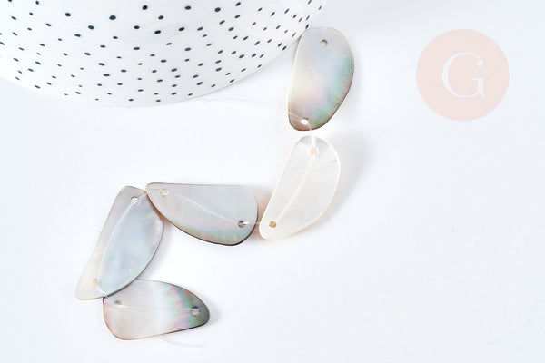 EP Perle ovale nacre marron naturelle, perle nacre carré,nacre naturelle, coquillage marron, 23-34mm,x5 G3829