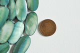 EP Perle ovale nacre verte naturelle, perle rectangulaire, coquillage teinté vert, 30mm, fil de 13-G1061