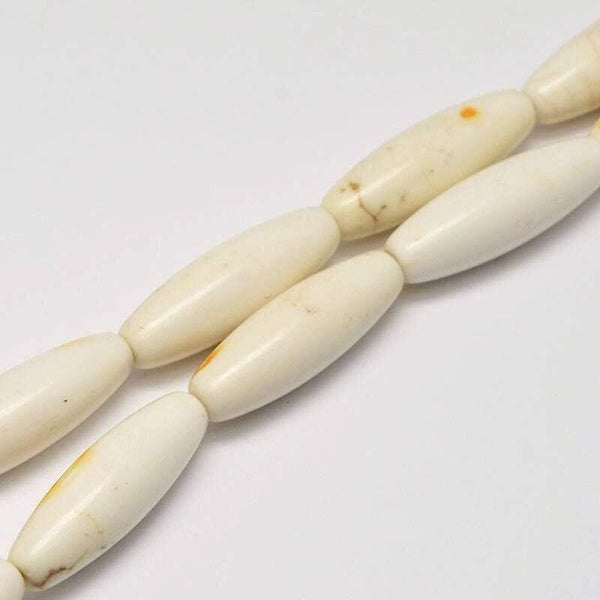 EP Perle ovale turquoise blanche, turquoise naturelle,perles blanches, perle pierre, création bijoux, x 5, 30mmx10mm-G1319