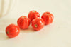 EP Perle porcelaine rouge 13mm striées x5 G0703