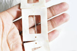 EP Perle rectangle nacre blanche naturelle, perle rectangulaire, coquillage blanc, création bijoux, 40mm, x 2-G1057