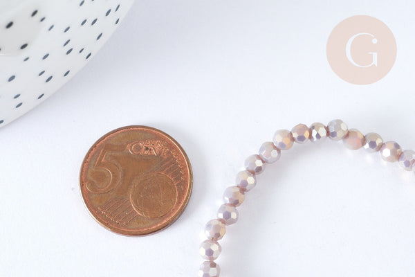 EP-Perle ronde cristal facetté taupe rose 4mm, le fil de 37.8cm G7239