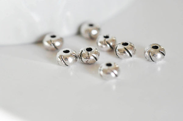 EP Perle ronde intercalaire argent gravé, perles argent,création bijoux,rondelles, perles intercalaires,x 10,5.5mm,G2543