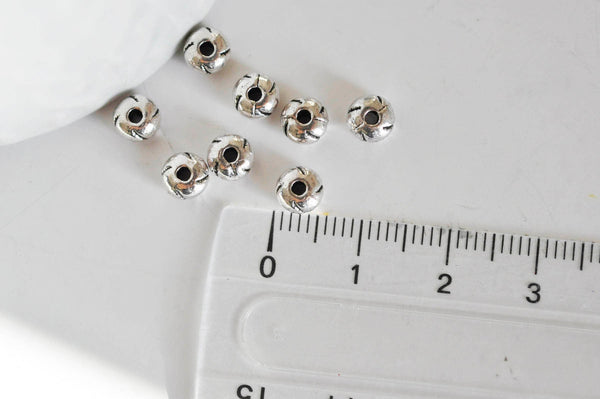 EP Perle ronde intercalaire argent gravé, perles argent,création bijoux,rondelles, perles intercalaires,x 10,5.5mm,G2543