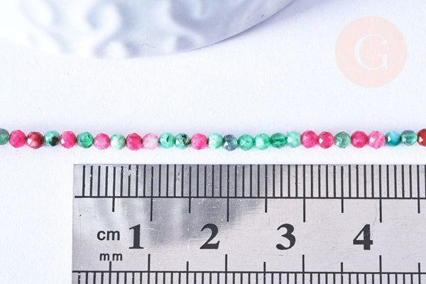 EP -Perle ronde rubis sur zoisite facetté 2mm, perle pierre naturelle, création bijou pierre naturelle,le fil de 39cm G6788