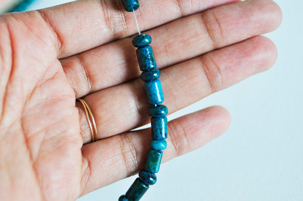 EP Perle tube en turquoise naturelle verte 6x3-9mm,le fil de 50 perles- G1221