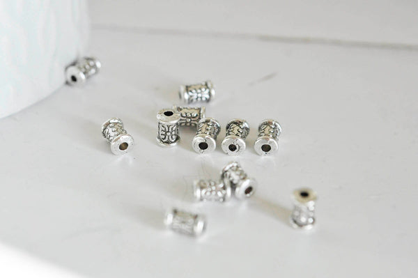 EP Perle tube intercalaire argent gravé, fournitures créatives, perles argent, création bijoux,rondelles, perles intercalaires,x 10, 7mm