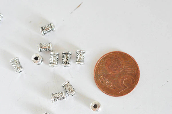 EP Perle tube intercalaire argent gravé, fournitures créatives, perles argent, création bijoux,rondelles, perles intercalaires,x 10, 7mm