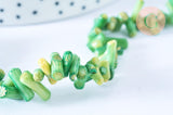 EP Perles bambou de mer naturel teinté vert,perles imitation corailcoquillage vert,fil 38cm-G0991 (adn)