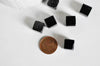 EP Perles carrées noires, fourniture créative, perles verre tchèque, perles verre, verre noir, creation bijoux, lot 5 perles,11mm-G2196